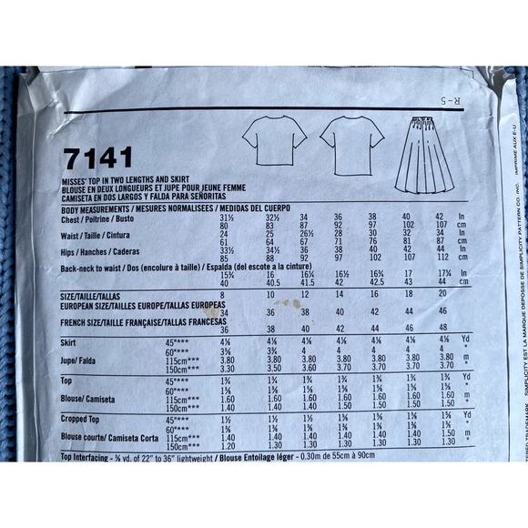 Simplicity 7141 Sewing pattern maxi skirt pullover top size 6-16 - Picture 4 of 5